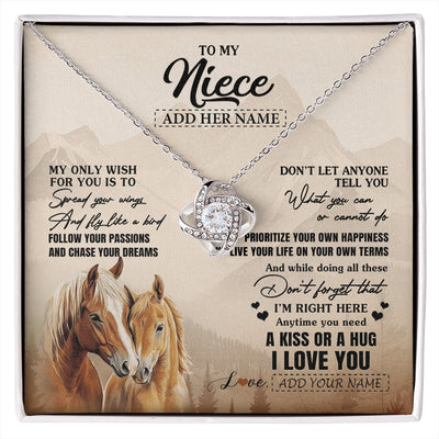 Love Knot Necklace 14K White Gold Finish | 1 | Personalized To My Niece Gifts Necklace From Aunt Uncle Horse My Only Wish For You Niece Birthday Gifts Graduation Christmas Customized Gift Box Message Card | https://siriusteestore.
