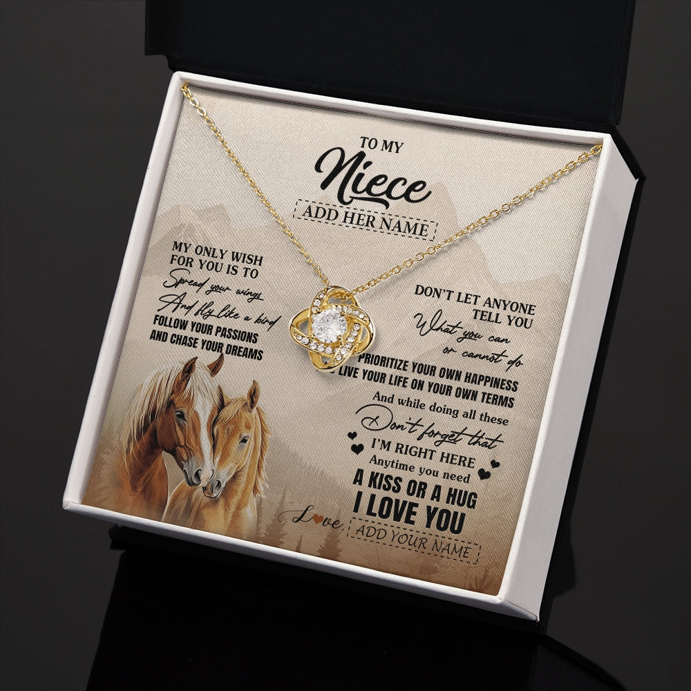Love Knot Necklace 18K Yellow Gold Finish | 2 | Personalized To My Niece Gifts Necklace From Aunt Uncle Horse My Only Wish For You Niece Birthday Gifts Graduation Christmas Customized Gift Box Message Card | https://siriusteestore.