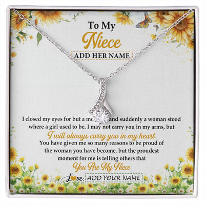 Alluring Beauty Necklace 14K White Gold Finish | 1 | Personalized To My Niece Gifts Necklace From Aunt Uncle I Closed My Eyes Sunflower Best Niece Birthday Gifts Graduation Christmas Custom Gift Box Message Card | siriusteestore.myshopify