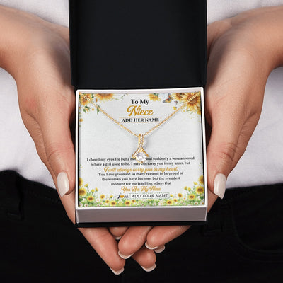 Alluring Beauty Necklace 18K Yellow Gold Finish | 2 | Personalized To My Niece Gifts Necklace From Aunt Uncle I Closed My Eyes Sunflower Best Niece Birthday Gifts Graduation Christmas Custom Gift Box Message Card | siriusteestore.myshopify