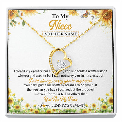 Forever Love Necklace 18K Yellow Gold Finish | 1 | Personalized To My Niece Gifts Necklace From Aunt Uncle I Closed My Eyes Sunflower Best Niece Birthday Gifts Graduation Christmas Custom Gift Box Message Card | siriusteestore.myshopify
