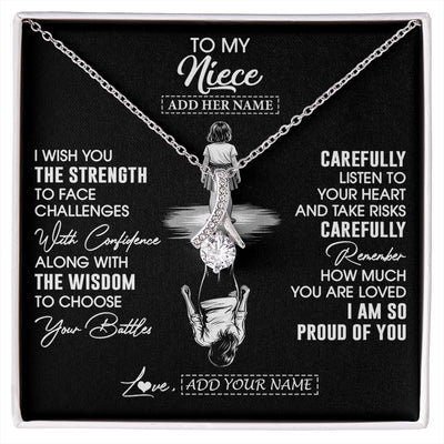 Alluring Beauty Necklace 14K White Gold Finish | 1 | Personalized To My Niece Gifts Necklace From Aunt Uncle I Wish You The Strength Aunt Niece Birthday Gifts Christmas Graduation Custom Gift Box Message Card | https://siriusteestore.