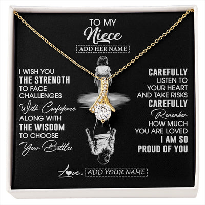 Alluring Beauty Necklace 18K Yellow Gold Finish | 1 | Personalized To My Niece Gifts Necklace From Aunt Uncle I Wish You The Strength Aunt Niece Birthday Gifts Christmas Graduation Custom Gift Box Message Card | https://siriusteestore.
