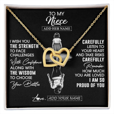 Interlocking Hearts Necklace 18K Yellow Gold Finish | 1 | Personalized To My Niece Gifts Necklace From Aunt Uncle I Wish You The Strength Aunt Niece Birthday Gifts Christmas Graduation Custom Gift Box Message Card | https://siriusteestore.