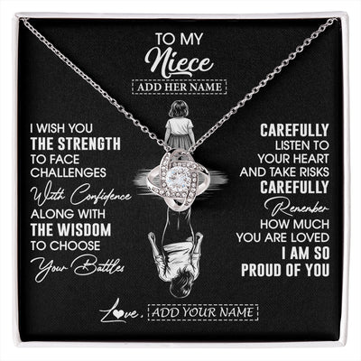 Love Knot Necklace 14K White Gold Finish | 1 | Personalized To My Niece Gifts Necklace From Aunt Uncle I Wish You The Strength Aunt Niece Birthday Gifts Christmas Graduation Custom Gift Box Message Card | https://siriusteestore.