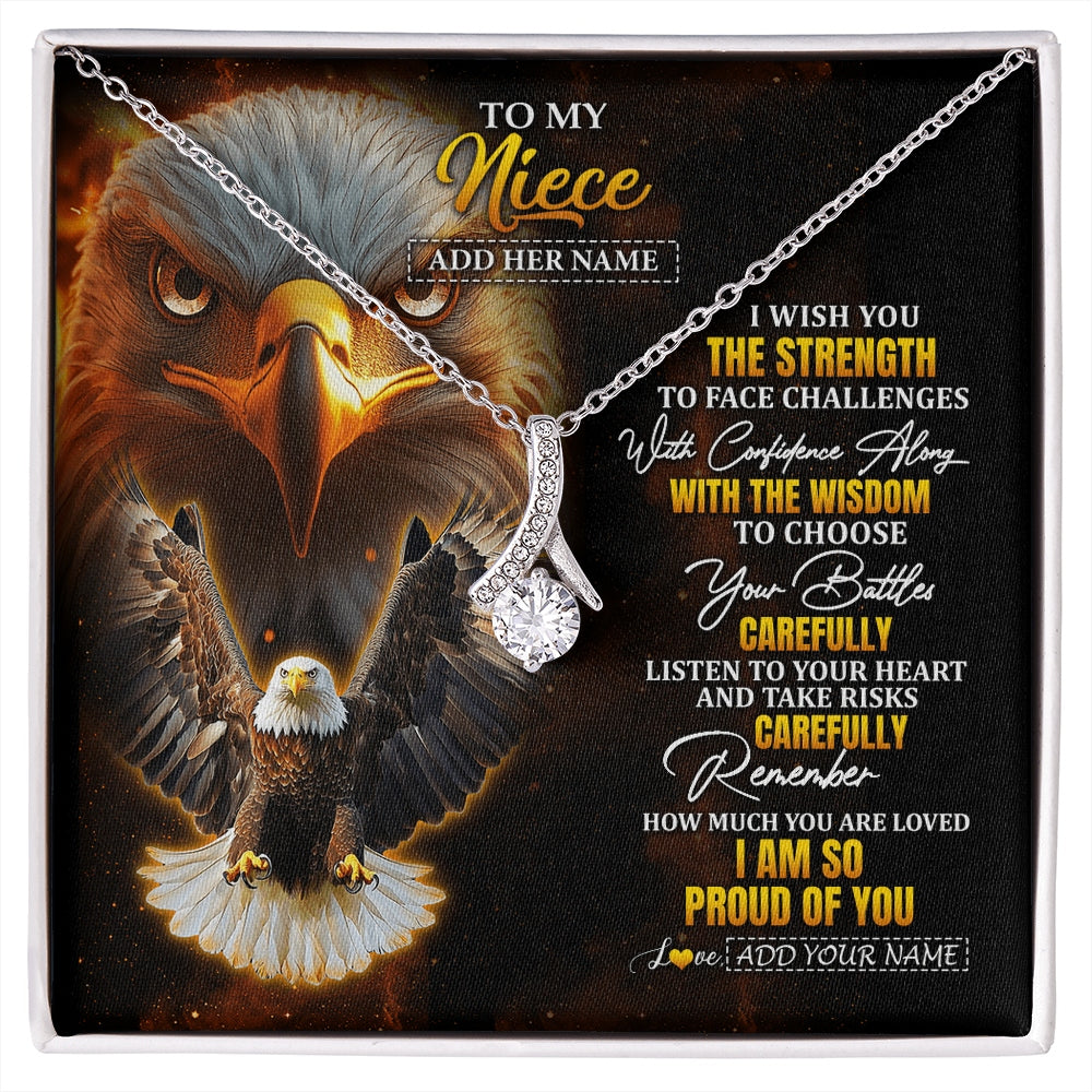 Alluring Beauty Necklace 14K White Gold Finish | 1 | Personalized To My Niece Gifts Necklace From Aunt Uncle I Wish You The Strength Eagle Niece Birthday Gifts Christmas Graduation Custom Gift Box Message Card | https://siriusteestore.