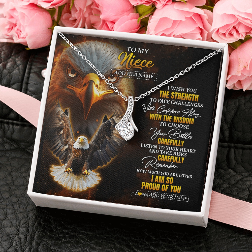 Alluring Beauty Necklace 14K White Gold Finish | 2 | Personalized To My Niece Gifts Necklace From Aunt Uncle I Wish You The Strength Eagle Niece Birthday Gifts Christmas Graduation Custom Gift Box Message Card | https://siriusteestore.