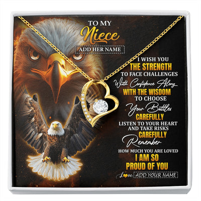 Forever Love Necklace 18K Yellow Gold Finish | 1 | Personalized To My Niece Gifts Necklace From Aunt Uncle I Wish You The Strength Eagle Niece Birthday Gifts Christmas Graduation Custom Gift Box Message Card | https://siriusteestore.