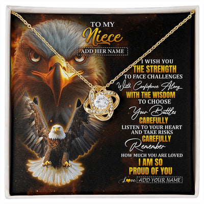 Love Knot Necklace 18K Yellow Gold Finish | 1 | Personalized To My Niece Gifts Necklace From Aunt Uncle I Wish You The Strength Eagle Niece Birthday Gifts Christmas Graduation Custom Gift Box Message Card | https://siriusteestore.