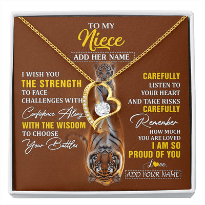 Forever Love Necklace 18K Yellow Gold Finish | 1 | Personalized To My Niece Gifts Necklace From Aunt Uncle I Wish You The Strength Tiger Niece Birthday Gifts Christmas Graduation Custom Gift Box Message Card | https://siriusteestore.