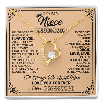 Forever Love Necklace 18K Yellow Gold Finish | 1 | Personalized To My Niece Gifts Necklace From Aunt Uncle Never Forget How Much I Love You Niece Birthday Gifts Christmas Customized Gift Box Message Card | https://siriusteestore.