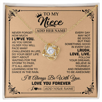 Love Knot Necklace 18K Yellow Gold Finish | 1 | Personalized To My Niece Gifts Necklace From Aunt Uncle Never Forget How Much I Love You Niece Birthday Gifts Christmas Customized Gift Box Message Card | https://siriusteestore.