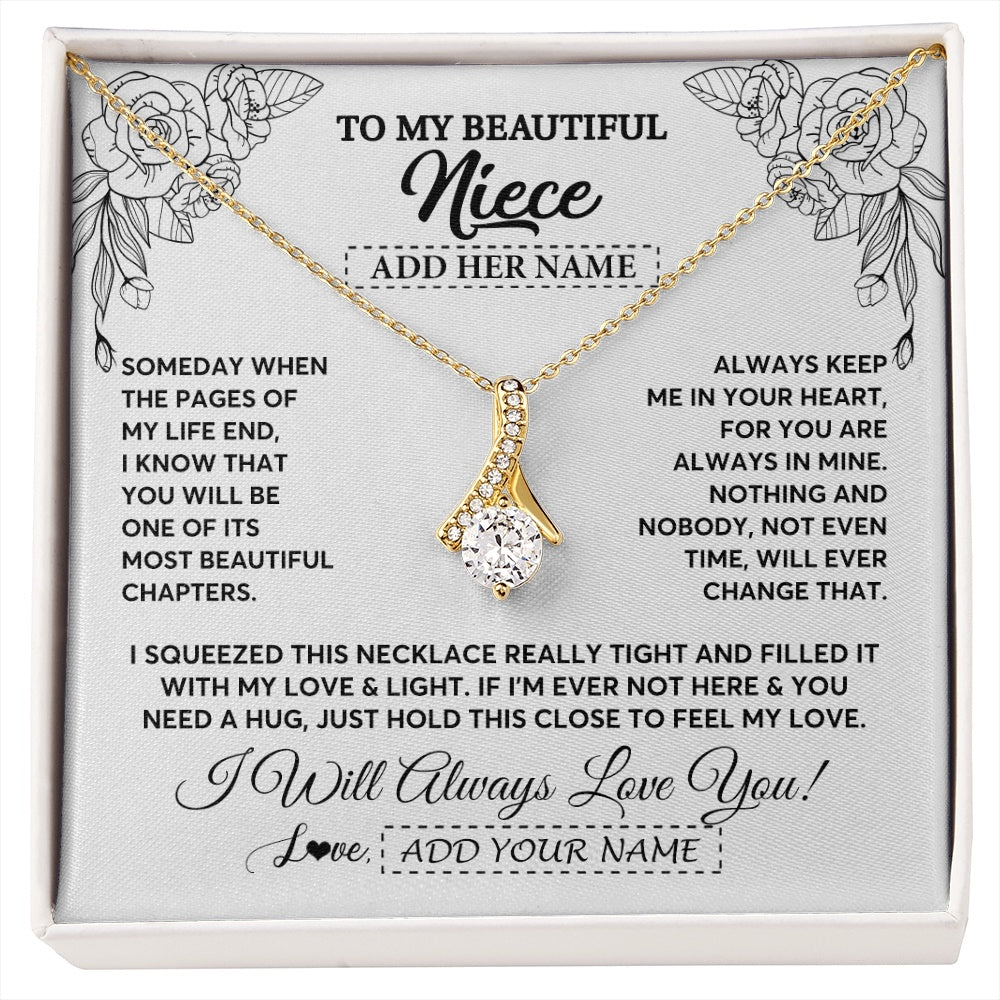 Alluring Beauty Necklace 18K Yellow Gold Finish | 1 | Personalized To My Niece Gifts Necklace From Aunt Uncle Someday When The Pages Birthday Gifts Niece Christmas Graduation Custom Jewelry Gift Box Message Card | https://siriusteestore.