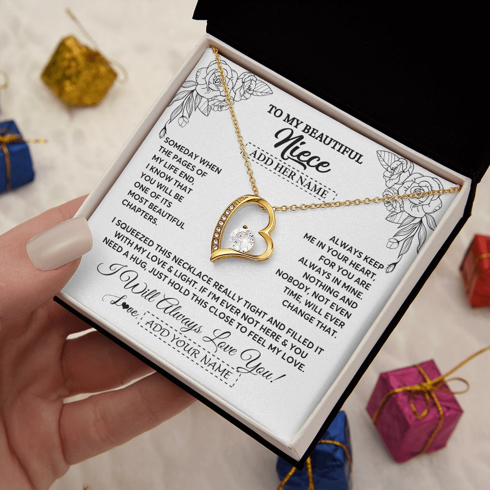 Forever Love Necklace 18K Yellow Gold Finish | 2 | Personalized To My Niece Gifts Necklace From Aunt Uncle Someday When The Pages Birthday Gifts Niece Christmas Graduation Custom Jewelry Gift Box Message Card | https://siriusteestore.