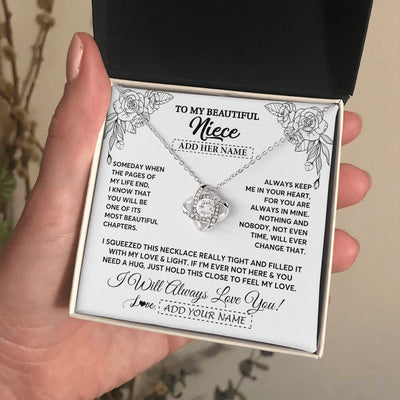 Love Knot Necklace 14K White Gold Finish | 2 | Personalized To My Niece Gifts Necklace From Aunt Uncle Someday When The Pages Birthday Gifts Niece Christmas Graduation Custom Jewelry Gift Box Message Card | https://siriusteestore.