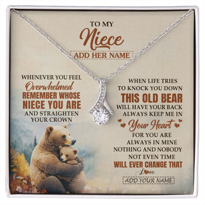 Alluring Beauty Necklace 14K White Gold Finish | 1 | Personalized To My Niece Gifts Necklace From Aunt Uncle Whenever Bear Unique Birthday Gifts For Niece Graduation Christmas Customized Gift Box Message Card | siriusteestore.myshopify
