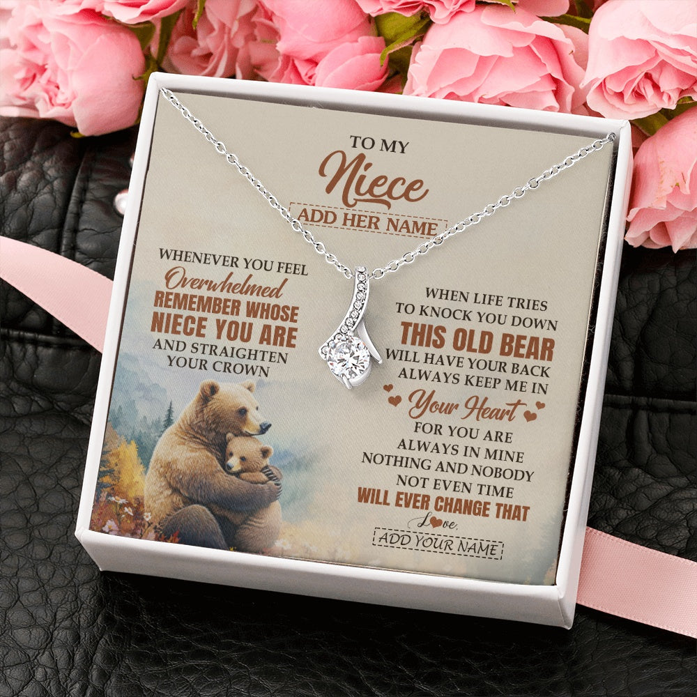 Alluring Beauty Necklace 14K White Gold Finish | 2 | Personalized To My Niece Gifts Necklace From Aunt Uncle Whenever Bear Unique Birthday Gifts For Niece Graduation Christmas Customized Gift Box Message Card | siriusteestore.myshopify