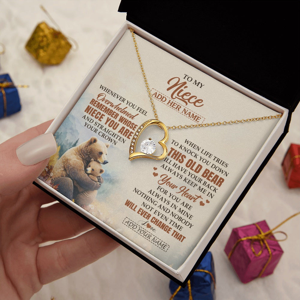 Forever Love Necklace 18K Yellow Gold Finish | 2 | Personalized To My Niece Gifts Necklace From Aunt Uncle Whenever Bear Unique Birthday Gifts For Niece Graduation Christmas Customized Gift Box Message Card | siriusteestore.myshopify