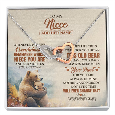 Interlocking Hearts Necklace Stainless Steel & Rose Gold Finish | 1 | Personalized To My Niece Gifts Necklace From Aunt Uncle Whenever Bear Unique Birthday Gifts For Niece Graduation Christmas Customized Gift Box Message Card | siriusteestore.myshopify