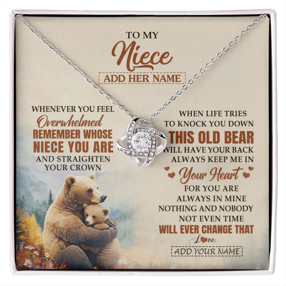 Love Knot Necklace 14K White Gold Finish | 1 | Personalized To My Niece Gifts Necklace From Aunt Uncle Whenever Bear Unique Birthday Gifts For Niece Graduation Christmas Customized Gift Box Message Card | siriusteestore.myshopify