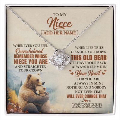 Love Knot Necklace 14K White Gold Finish | 1 | Personalized To My Niece Gifts Necklace From Aunt Uncle Whenever Bear Unique Birthday Gifts For Niece Graduation Christmas Customized Gift Box Message Card | siriusteestore.myshopify