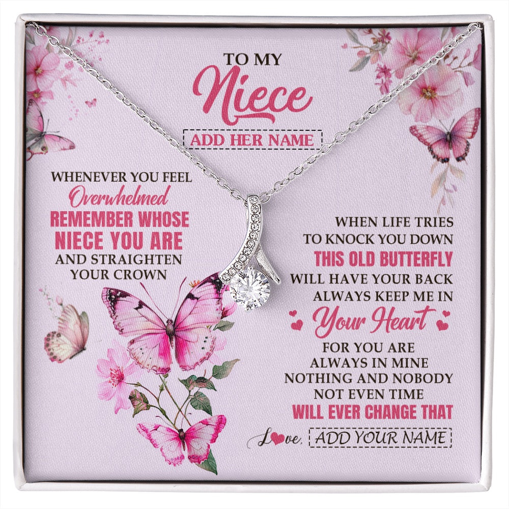 Alluring Beauty Necklace 14K White Gold Finish | 1 | Personalized To My Niece Gifts Necklace From Aunt Uncle Whenever Butterfly Unique Birthday Gifts For Niece Graduation Christmas Custom Gift Box Message Card | siriusteestore.myshopify