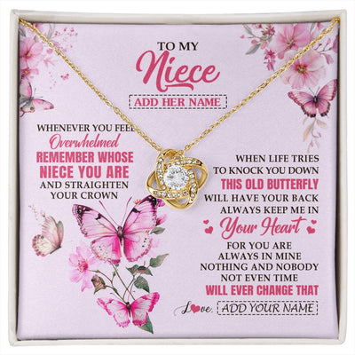 Love Knot Necklace 18K Yellow Gold Finish | 1 | Personalized To My Niece Gifts Necklace From Aunt Uncle Whenever Butterfly Unique Birthday Gifts For Niece Graduation Christmas Custom Gift Box Message Card | siriusteestore.myshopify