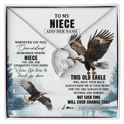 Forever Love Necklace 14K White Gold Finish | 1 | Personalized To My Niece Gifts Necklace From Aunt Uncle Whenever Eagle Unique Birthday Gifts For Niece Christmas Jewelry Custom Keepsake Gift Box Message Card | https://siriusteestore.
