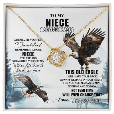 Love Knot Necklace 18K Yellow Gold Finish | 1 | Personalized To My Niece Gifts Necklace From Aunt Uncle Whenever Eagle Unique Birthday Gifts For Niece Christmas Jewelry Custom Keepsake Gift Box Message Card | https://siriusteestore.
