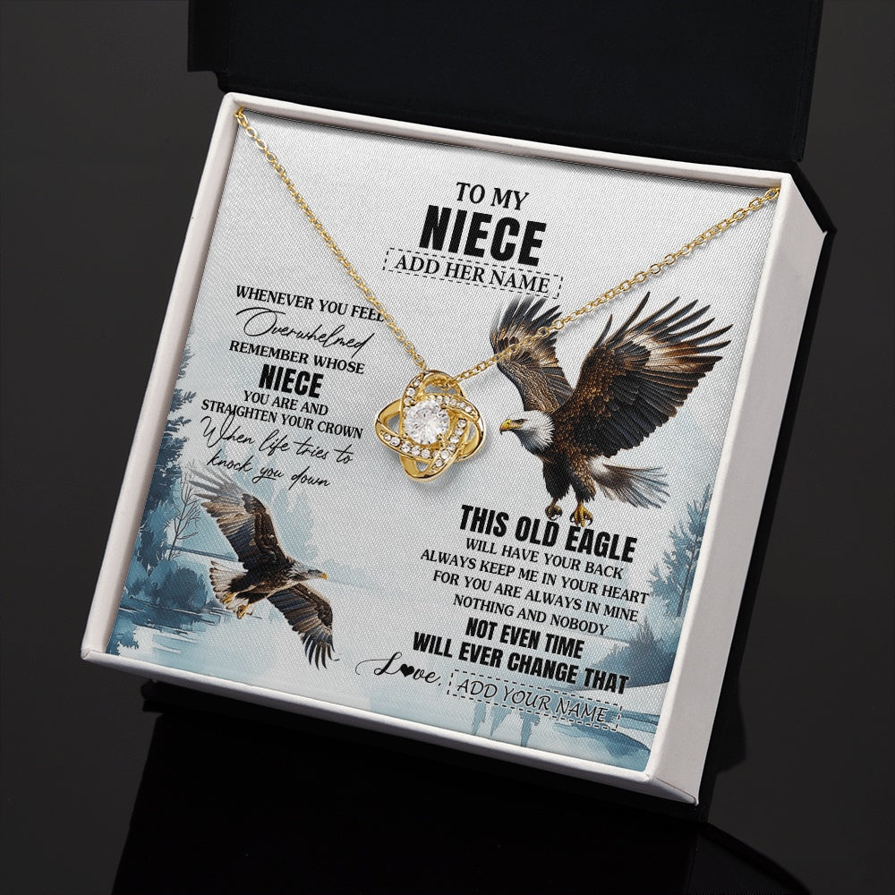 Love Knot Necklace 18K Yellow Gold Finish | 2 | Personalized To My Niece Gifts Necklace From Aunt Uncle Whenever Eagle Unique Birthday Gifts For Niece Christmas Jewelry Custom Keepsake Gift Box Message Card | https://siriusteestore.