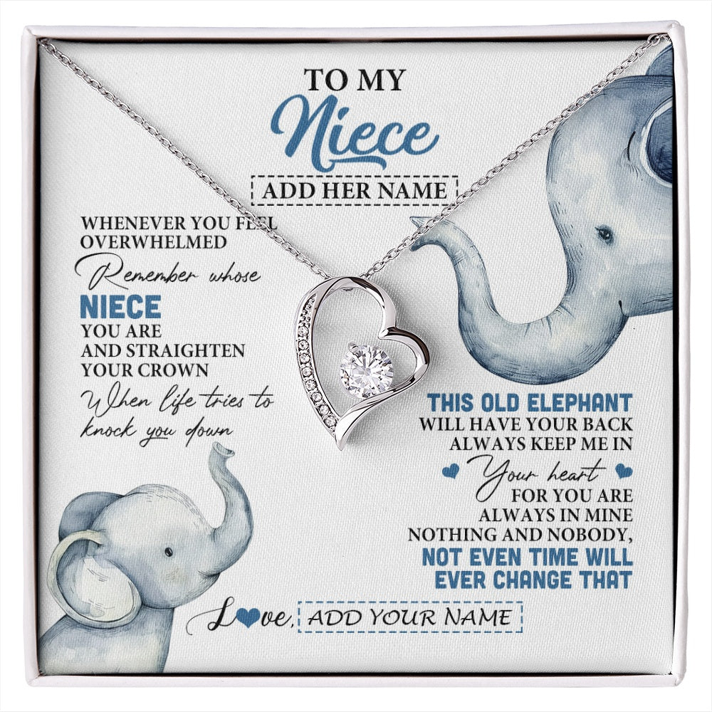 Forever Love Necklace 14K White Gold Finish | 1 | Personalized To My Niece Gifts Necklace From Aunt Uncle Whenever Elephant Unique Birthday Gifts For Niece Graduation Christmas Custom Gift Box Message Card | siriusteestore.myshopify