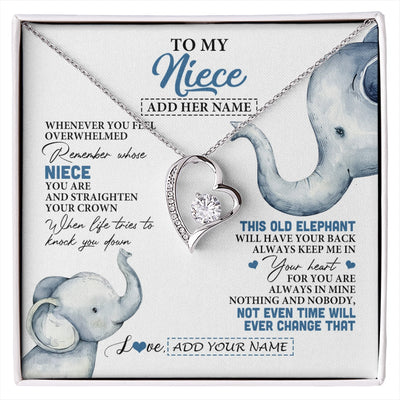 Forever Love Necklace 14K White Gold Finish | 1 | Personalized To My Niece Gifts Necklace From Aunt Uncle Whenever Elephant Unique Birthday Gifts For Niece Graduation Christmas Custom Gift Box Message Card | siriusteestore.myshopify