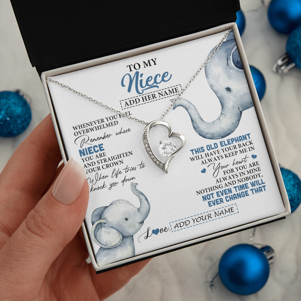 Forever Love Necklace 14K White Gold Finish | 2 | Personalized To My Niece Gifts Necklace From Aunt Uncle Whenever Elephant Unique Birthday Gifts For Niece Graduation Christmas Custom Gift Box Message Card | siriusteestore.myshopify