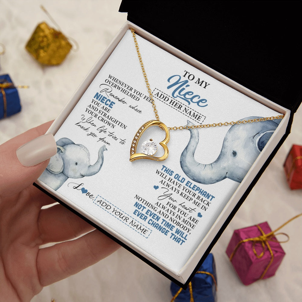 Forever Love Necklace 18K Yellow Gold Finish | 2 | Personalized To My Niece Gifts Necklace From Aunt Uncle Whenever Elephant Unique Birthday Gifts For Niece Graduation Christmas Custom Gift Box Message Card | siriusteestore.myshopify