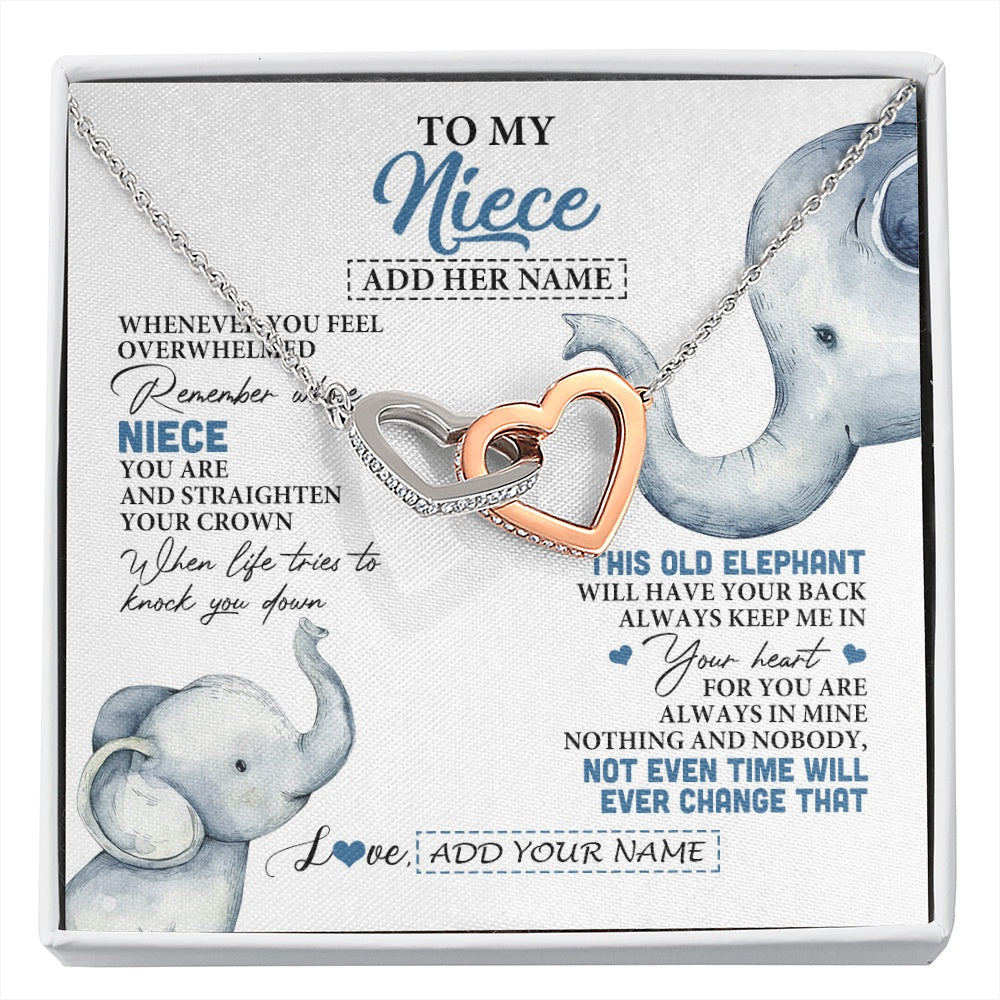 Interlocking Hearts Necklace Stainless Steel & Rose Gold Finish | 1 | Personalized To My Niece Gifts Necklace From Aunt Uncle Whenever Elephant Unique Birthday Gifts For Niece Graduation Christmas Custom Gift Box Message Card | siriusteestore.myshopify