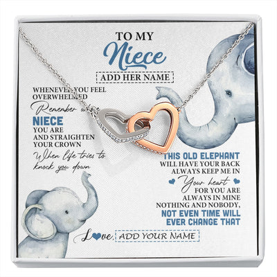 Interlocking Hearts Necklace Stainless Steel & Rose Gold Finish | 1 | Personalized To My Niece Gifts Necklace From Aunt Uncle Whenever Elephant Unique Birthday Gifts For Niece Graduation Christmas Custom Gift Box Message Card | siriusteestore.myshopify