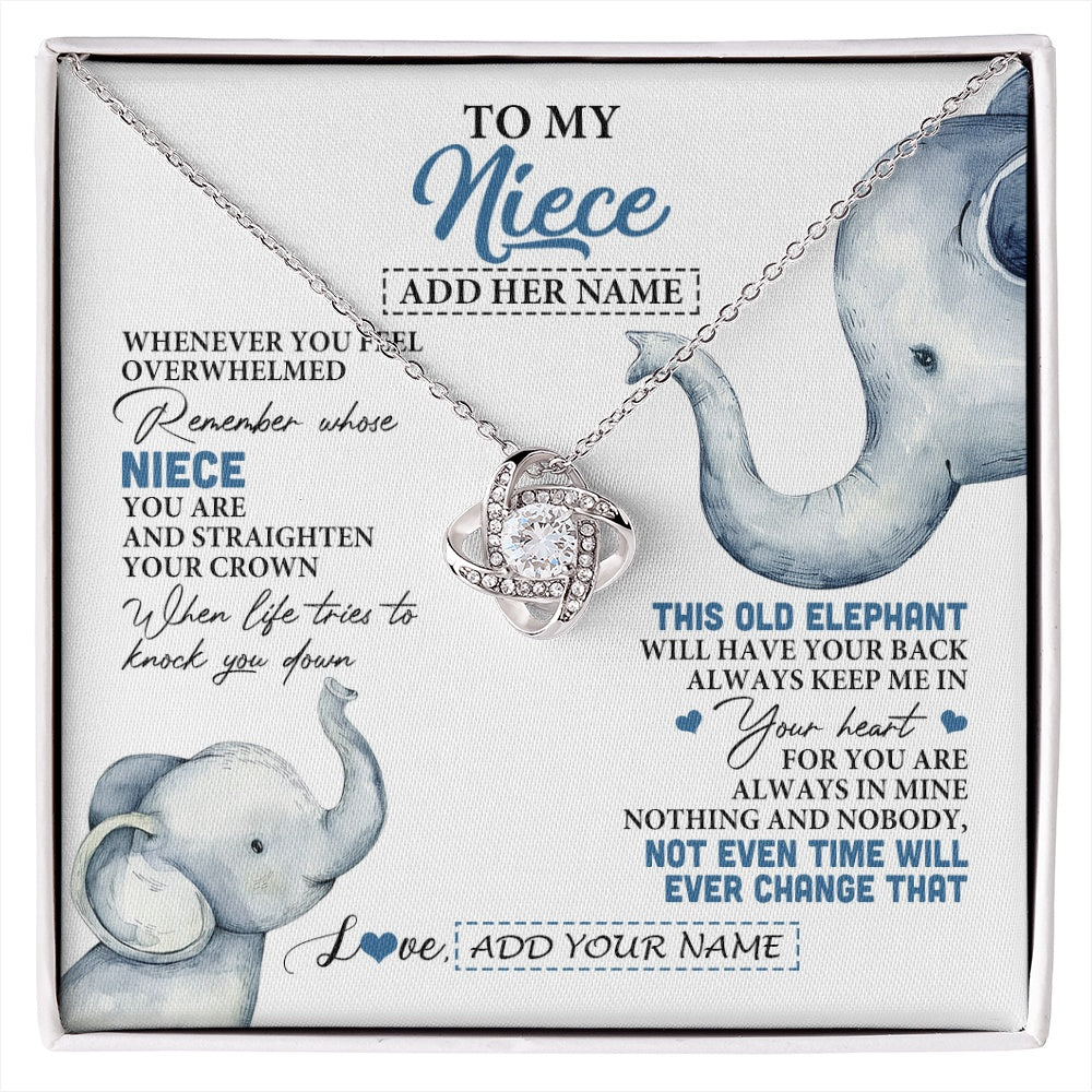 Love Knot Necklace 14K White Gold Finish | 1 | Personalized To My Niece Gifts Necklace From Aunt Uncle Whenever Elephant Unique Birthday Gifts For Niece Graduation Christmas Custom Gift Box Message Card | siriusteestore.myshopify
