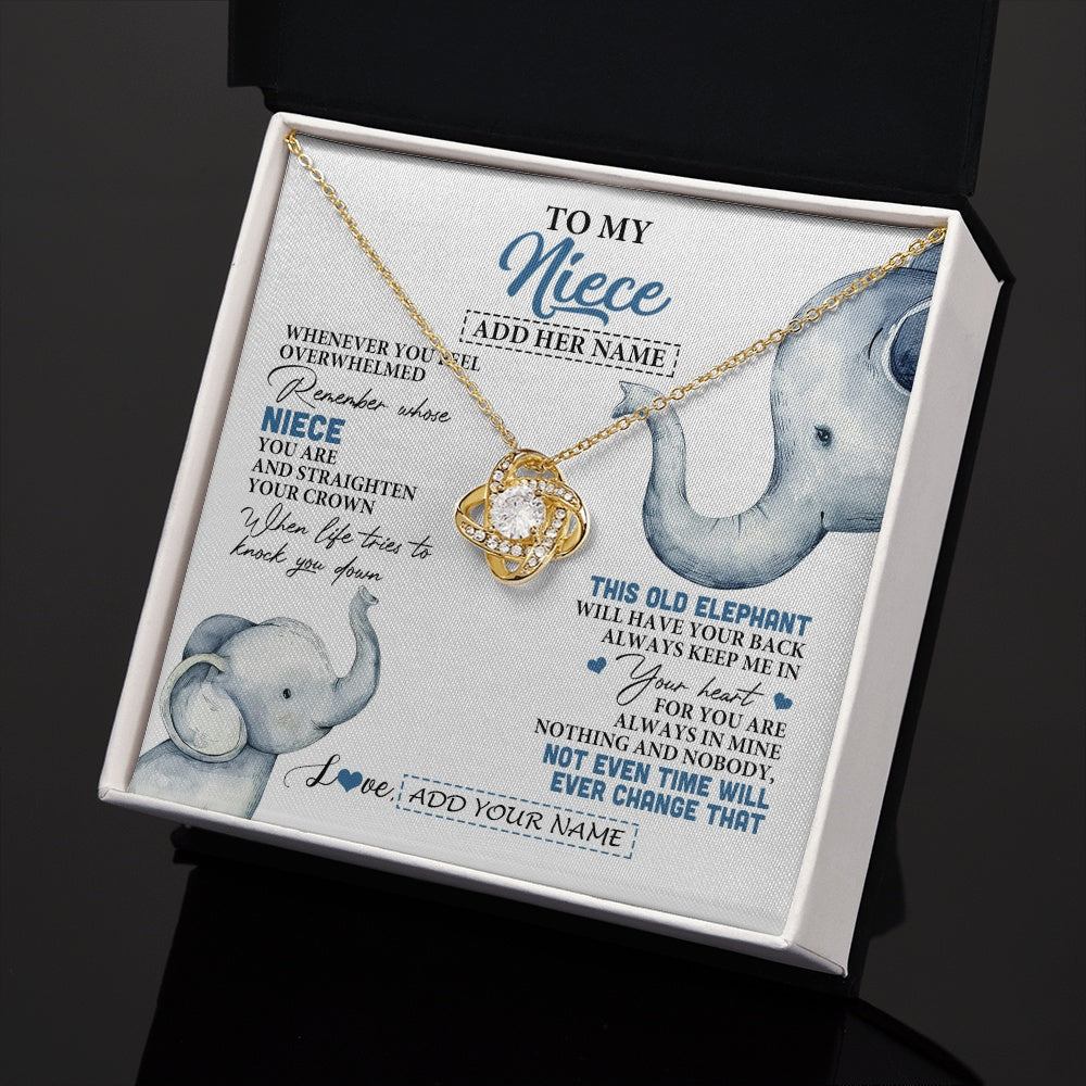 Love Knot Necklace 18K Yellow Gold Finish | 2 | Personalized To My Niece Gifts Necklace From Aunt Uncle Whenever Elephant Unique Birthday Gifts For Niece Graduation Christmas Custom Gift Box Message Card | siriusteestore.myshopify