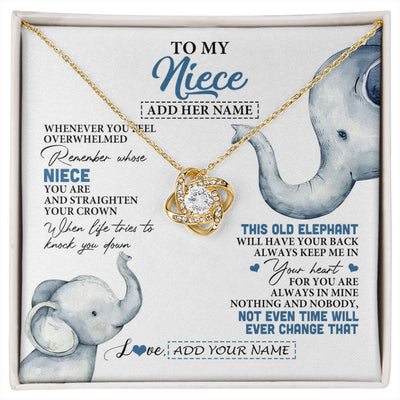 Love Knot Necklace 18K Yellow Gold Finish | 1 | Personalized To My Niece Gifts Necklace From Aunt Uncle Whenever Elephant Unique Birthday Gifts For Niece Graduation Christmas Custom Gift Box Message Card | siriusteestore.myshopify