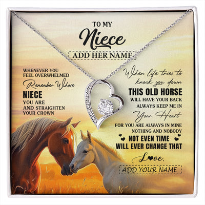 Forever Love Necklace 14K White Gold Finish | 1 | Personalized To My Niece Gifts Necklace From Aunt Uncle Whenever Horse Unique Birthday Gifts For Niece Graduation Christmas Customized Gift Box Message Card | siriusteestore.myshopify