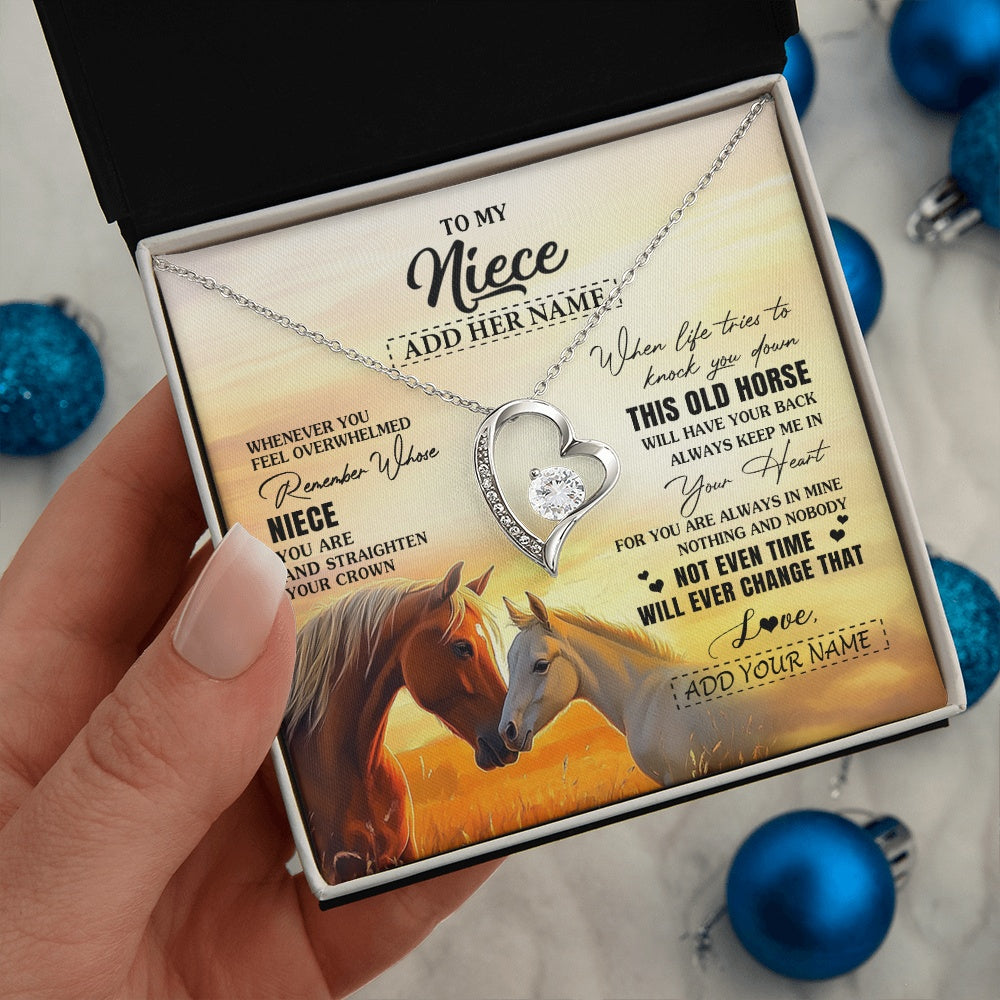 Forever Love Necklace 14K White Gold Finish | 2 | Personalized To My Niece Gifts Necklace From Aunt Uncle Whenever Horse Unique Birthday Gifts For Niece Graduation Christmas Customized Gift Box Message Card | siriusteestore.myshopify
