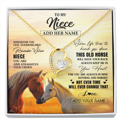Forever Love Necklace 18K Yellow Gold Finish | 1 | Personalized To My Niece Gifts Necklace From Aunt Uncle Whenever Horse Unique Birthday Gifts For Niece Graduation Christmas Customized Gift Box Message Card | siriusteestore.myshopify