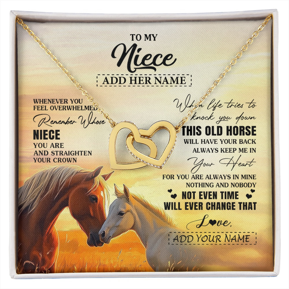 Interlocking Hearts Necklace 18K Yellow Gold Finish | 1 | Personalized To My Niece Gifts Necklace From Aunt Uncle Whenever Horse Unique Birthday Gifts For Niece Graduation Christmas Customized Gift Box Message Card | siriusteestore.myshopify