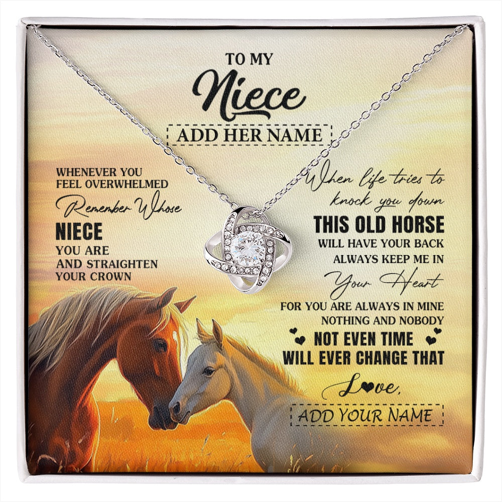 Love Knot Necklace 14K White Gold Finish | 1 | Personalized To My Niece Gifts Necklace From Aunt Uncle Whenever Horse Unique Birthday Gifts For Niece Graduation Christmas Customized Gift Box Message Card | siriusteestore.myshopify