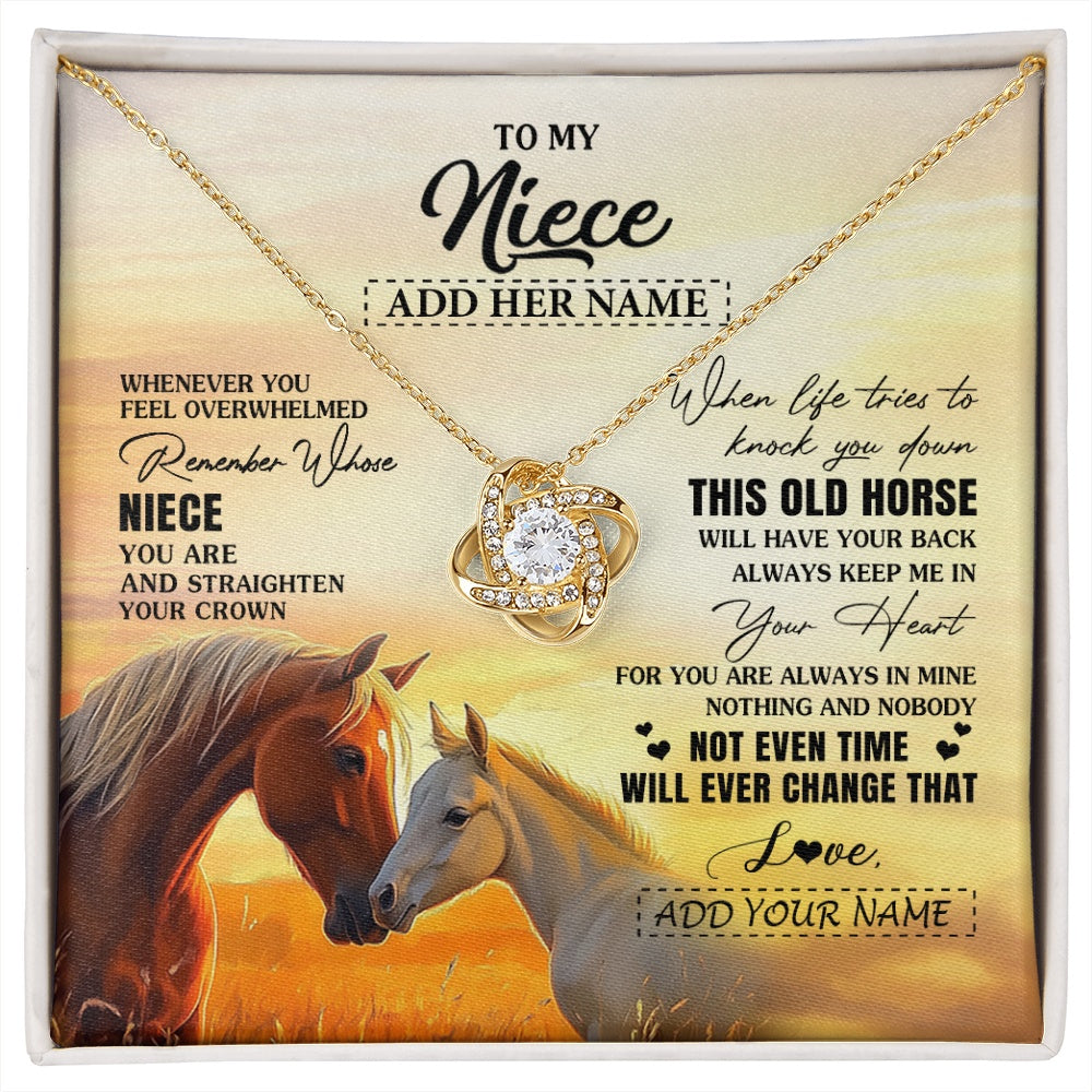 Love Knot Necklace 18K Yellow Gold Finish | 1 | Personalized To My Niece Gifts Necklace From Aunt Uncle Whenever Horse Unique Birthday Gifts For Niece Graduation Christmas Customized Gift Box Message Card | siriusteestore.myshopify