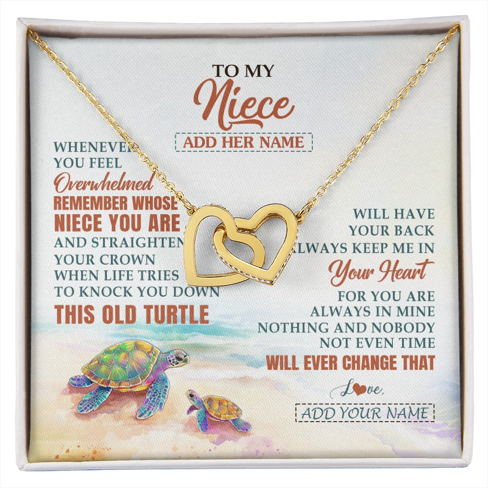 Interlocking Hearts Necklace 18K Yellow Gold Finish | 1 | Personalized To My Niece Gifts Necklace From Aunt Uncle Whenever Turtle Unique Birthday Gifts For Niece Graduation Christmas Customized Gift Box Message Card | https://siriusteestore.