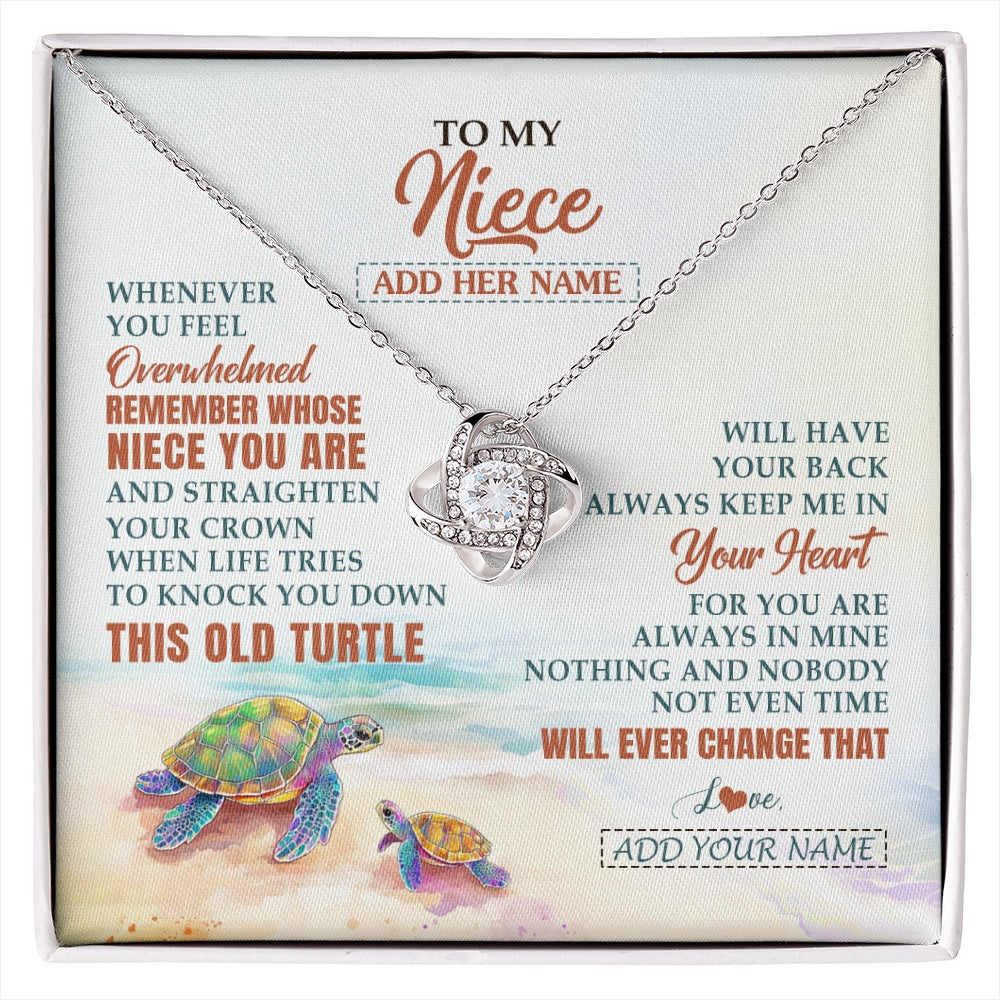 Love Knot Necklace 14K White Gold Finish | 1 | Personalized To My Niece Gifts Necklace From Aunt Uncle Whenever Turtle Unique Birthday Gifts For Niece Graduation Christmas Customized Gift Box Message Card | https://siriusteestore.