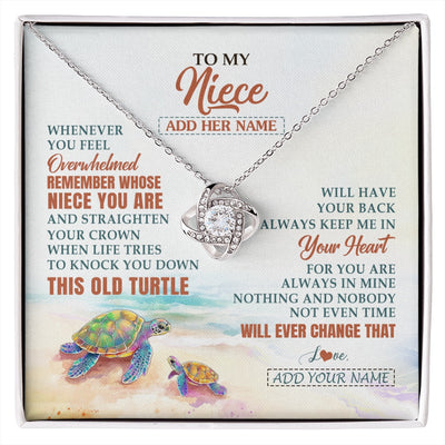 Love Knot Necklace 14K White Gold Finish | 1 | Personalized To My Niece Gifts Necklace From Aunt Uncle Whenever Turtle Unique Birthday Gifts For Niece Graduation Christmas Customized Gift Box Message Card | https://siriusteestore.