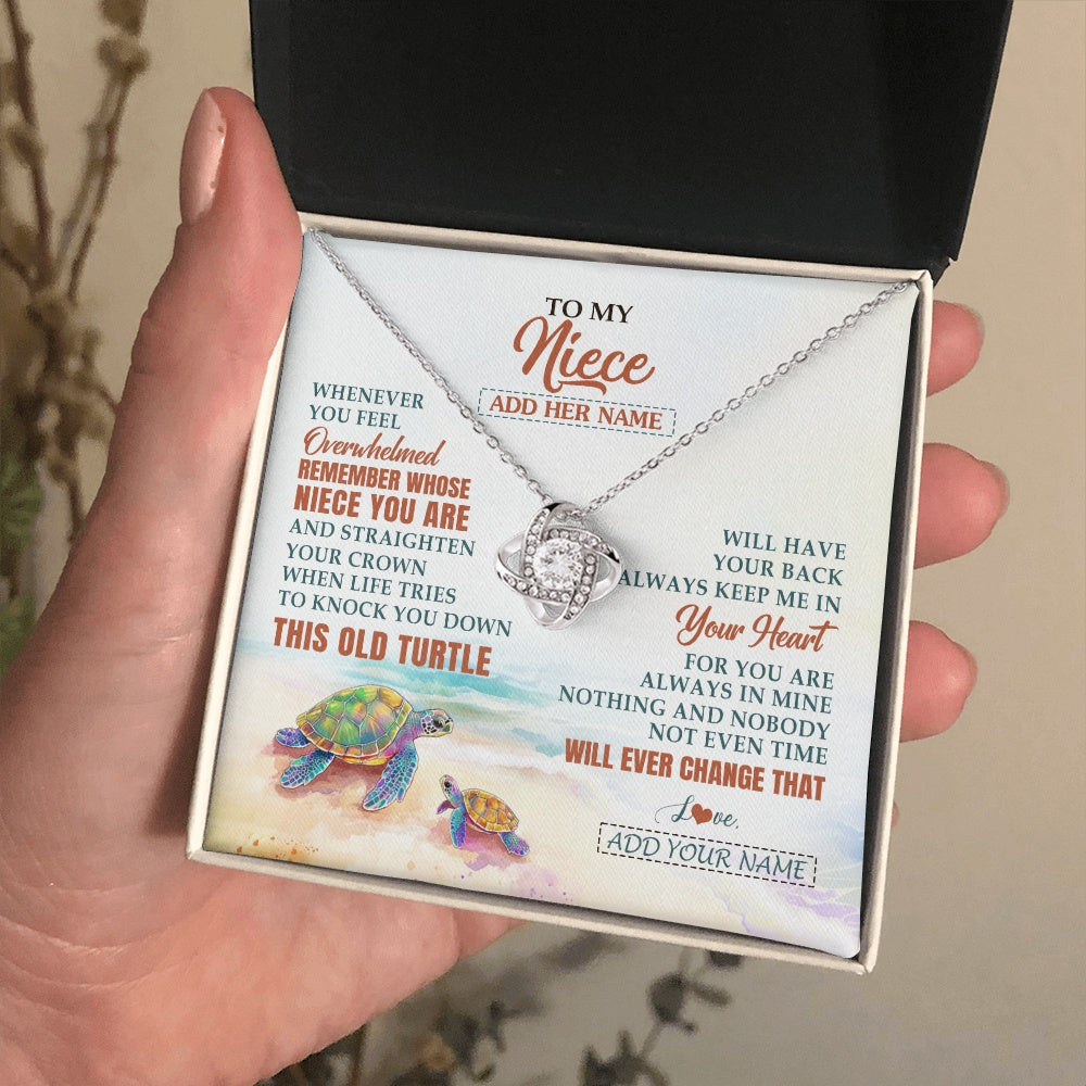 Love Knot Necklace 14K White Gold Finish | 2 | Personalized To My Niece Gifts Necklace From Aunt Uncle Whenever Turtle Unique Birthday Gifts For Niece Graduation Christmas Customized Gift Box Message Card | https://siriusteestore.