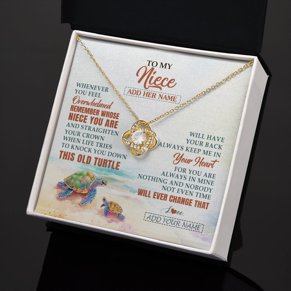 Love Knot Necklace 18K Yellow Gold Finish | 2 | Personalized To My Niece Gifts Necklace From Aunt Uncle Whenever Turtle Unique Birthday Gifts For Niece Graduation Christmas Customized Gift Box Message Card | https://siriusteestore.